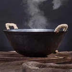 Zhensnahuan double ear cast iron pot Handmade cast iron pot with moiré pattern Uncoated Lightweight and durable Special for open fire 32/36/38/40cm