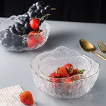 IJARL, Irregular Salad Bowl, Transparent Phnom Penh Glass Bowl, Transparent Gold Traced, Various Specifications,3 packs