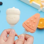 【China direct mail, delivery time 10-15 days】 Baijie ice cream mold DIY cartoon complementary food frozen grid ice cream artifact ice cream ice cream box silicone ice cream stick mold 2-piece set - ice set