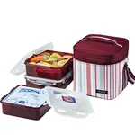 Lock & Lock Picnic Lunch Box Bento Set   HPL856DG, Gray , HPL856DP ,Burgundy