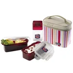 Lock&Lock Rectangular 3-Piece Lunch Box Set with Insulated Bag and Water Bottle HPL762RP