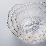 IJARL, Irregular Salad Bowl, Transparent Phnom Penh Glass Bowl, Transparent Gold Traced, Various Specifications,3 packs