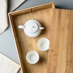 INSCRIPTION, Bamboo Compartment with Lid Fruit Plate, Snack Plate, INS-ZMGH Natural Bamboo and Wood, Six Compartments, Detachable Shelf