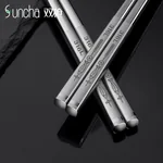 316L stainless steel antibacterial anti-slip chopsticks, more than every year square chopsticks, 10 pairs