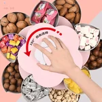 BEILEMAO Rotating European candy box, Creative compartment, Double-layer large capacity, Coral powder