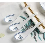 Red leaf, Jingdezhen Ceramics 30-piece In-glaze Blue and White Porcelain Tableware Set Ceramic Bowls, Plates and Spoons High Temperature Fine White Porcelain Lead-Free and Cadmium-Free