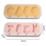 【China direct mail, delivery time 10-15 days】 Baijie ice cream mold DIY cartoon complementary food frozen grid ice cream artifact ice cream ice cream box silicone ice cream stick mold 2-piece set - ice set