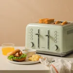 Buydeem four slice toaster bread machine DT-6B83G widened grill, seven-speed firepower, light green