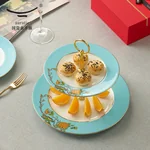 [China Direct Shipping, 5-7 days] Auratic China Porcelain Yongfengyuan 2-head Cake Set in West Lake Blue