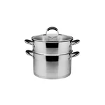 Prime Cook Stainless steel steamer, With glass lid, Household double decker, 8.5QT 24cm