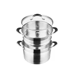 Prime Cook Stainless steel steamer, With glass lid, Household double decker, 8.5QT 24cm
