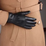 【China Direct Mail, Delivery Time 8-20 Days】HENGYUANXIANG Premium Sheepskin Gloves, Women's, Premium Leather, Size L