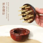 【中国直邮，时效8-20天】采药师 苹果梳羊角按摩梳 缎光檀木插齿梳子头部经络梳 苹苹安安礼物【礼盒装】
