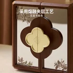 【中国直邮，时效8-20天】梵瀚 木质首饰盒 多层大容量带提手首饰收纳盒送新人 瑞云 喜上枝头 双开门 四层无锁 黑胡桃木纹理