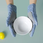 PINMOO silicone non-slip and anti-scald gloves, double-layer thickening, Isatis blue, 2 pieces