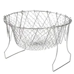 YAGAO Stainless steel frying large strainer drain basket, Drain and filter oil, Telescopic folding