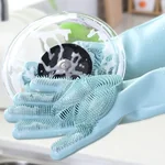 Flower Magic Gloves Silicone Dishwashing Gloves Heat Resistant Gloves With Scrubber flower-magic-gloves