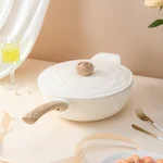 Amercook陶瓷0氟涂层不粘锅家用炒菜锅平底煎炒锅燃气灶电磁炉通用 白山茶 30cm