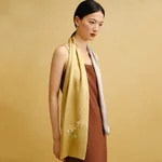 【中国直邮，时效8-20天】万事利 100%桑蚕丝 苏绣双色披肩刺绣巾长巾妈妈情人节礼物真丝丝巾-玉兰花影