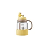 Buydeem tea brewing cup, tea and water separation cup, large capacity glass cup, water cup, animal style, paddling duck, 800ml