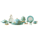 [China Direct Shipping, 5-7 days] Auratic China Porcelain Yongfengyuan Lady Porcelain Westlake Blue 24 Heads Single Combination Set Deluxe Edition