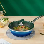 Amercook阿米尔 火焰深煎锅不粘锅麦饭石不粘家用炒菜锅无油烟不粘锅 28cm深煎锅（煎炒两用）
