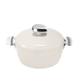 VELOSAN 温仑山鹅卵石汤锅微压炖锅不粘锅家用煮粥煲汤锅 24cm-白玉兰