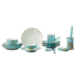 [China Direct Shipping, 5-7 days] Auratic China Porcelain Yongfengyuan Lady Porcelain Westlake Blue 29 Heads Chinese Household Tableware Set