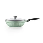 Buydeem Ceramic Wok/Frying Pan, Non-stick, Large Capacity, Oil-Retaining, Lightweight, 30cm, Lightweight, Cedar Green