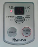 Hannex RCTJ300S Ceramice Rice Cooker, 3 L, White