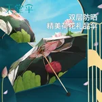 【中国直邮，时效10-15天】天堂伞太阳伞双层国风伞臻品黑胶防晒防紫外线遮阳伞便携折叠晴雨伞女士 57506E五折-双层