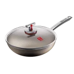 kobach's new titanium honeycomb uncoated pan, non stick pan, household stir fry titanium pan, induction cooker, gas stove, universal uncoated titanium honeycomb pan, 32cm