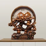 礼公馆福寿双全寿桃摆件送长辈老人祝寿贺寿礼品多福添寿檀木纹款37*16*38cm