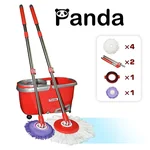 Panda Premium Effortless Wring Spin Mop and Bucket Set (2 Mop Rods + 4 Mop Heads)