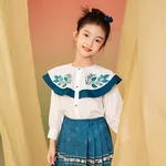【China Direct Shipping, 10-15 days】Year's Clothing Line Cloud Painting Theatre Horse Face Dress Mother and Daughter Parent and Child Positioning Printing Patterns Subtlety Three colours available