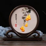 【中国直邮，时效8-20天】蜀中瑰宝 蜀绣双面刺绣熊猫文创摆件中国特色礼物送老外出国成都伴手礼纪念 五福临门