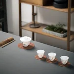 【中国直邮，时效10-15天】裕凡竹制茶杯垫 防滑防烫复古中式 壶垫壶承垫隔热垫 家用功夫茶具茶道配件 01竹制杯垫9cm（圆形6片装）
