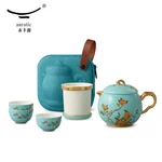 Auratic, "Mrs. Porcelain·West Lake Blue", Portable Travel Tea Set, 7 Pieces