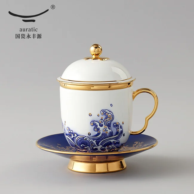AURATIC 国瓷永丰源 中国茶器 新品 ソーサーセット＋スプーン AURATIC 国瓷永丰源 中国茶器 新品 ソーサーセット＋スプーン