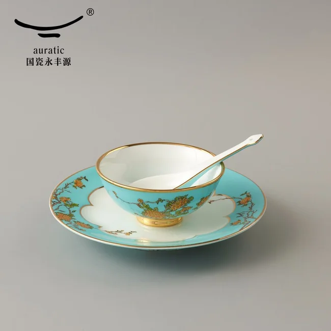 一人食餐具·Auratic 国瓷永丰源夫人瓷·西湖蓝小时光6头餐具一人食餐具套装