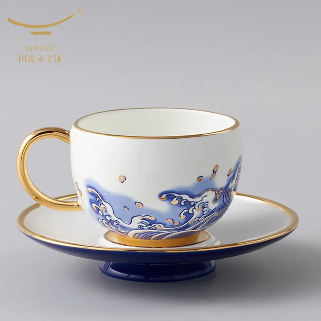 精致咖啡杯·Auratic 国瓷永丰源先生瓷·海上明珠4头咖啡杯碟140ml*2