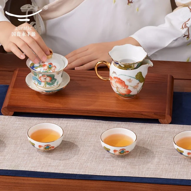 精美茶具推荐·Auratic 国瓷永丰源幸福和鸣9头茶具套装中式礼品套装