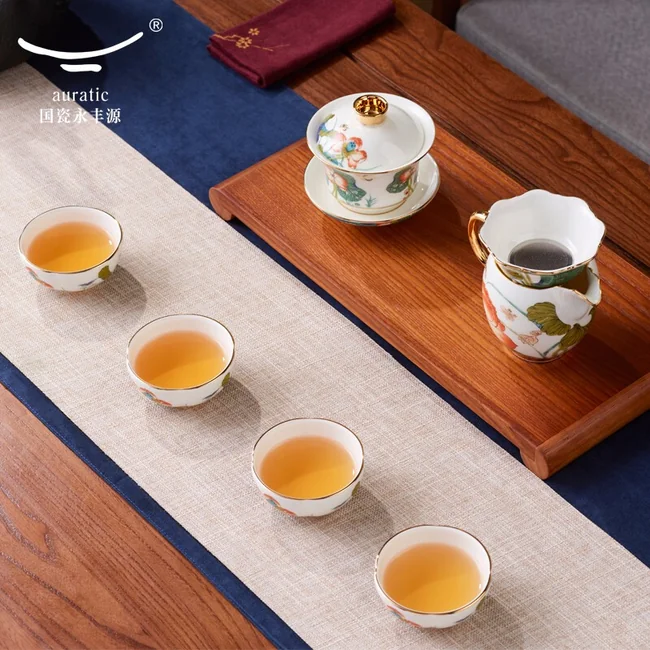 精美茶具推荐·Auratic 国瓷永丰源幸福和鸣9头茶具套装中式礼品套装
