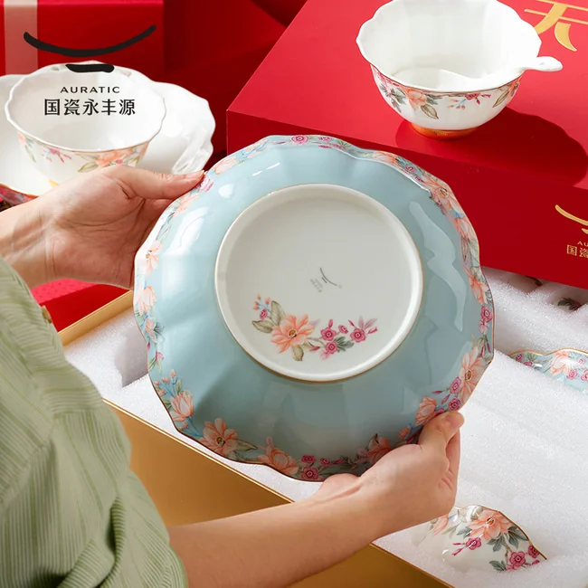 中国直邮，时效5-7天】Auratic 国瓷永丰源天青时代30头餐具套装定制