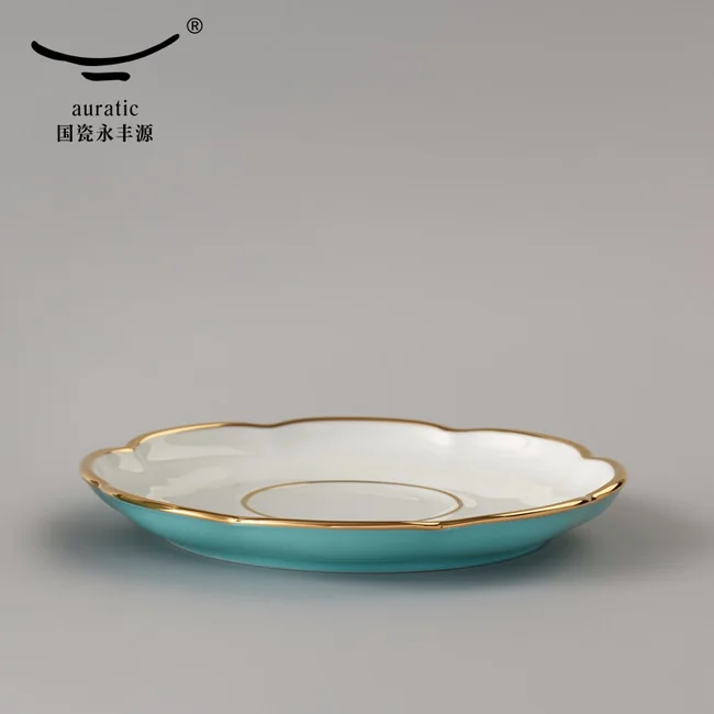 中式精美餐具 ·Auratic 国瓷永丰源 夫人瓷西湖蓝 泡茶杯四件套盖杯