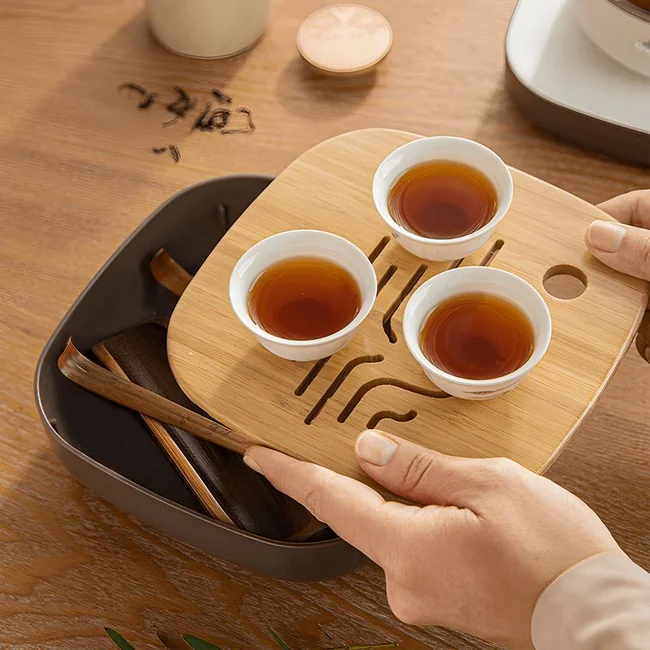 BEAR小熊品茶小套装茶具电茶壶煮茶器杯子*3 茶盘0.5L ZCQ-A05S2