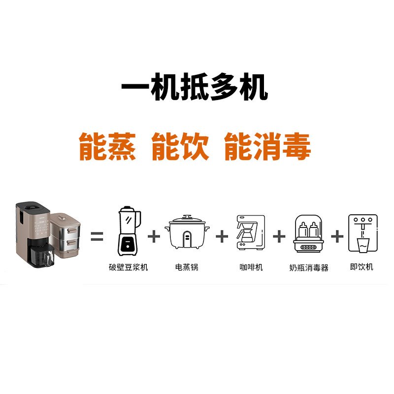 Joyoung九阳破壁豆浆机DJ12M-K9S-K9SSC 免过滤 自动清洗 蒸饮一体 电蒸锅/咖啡机/即饮机/消毒机