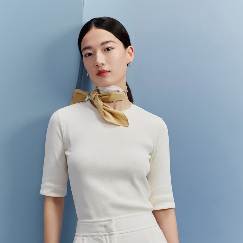 万事利WENSLI真丝丝巾女100%桑蚕丝中方巾领巾送妈妈送礼礼盒梦瑶-咖色