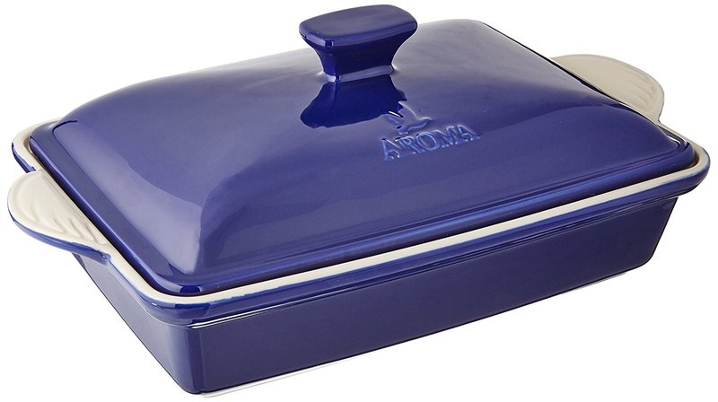 Aroma长方形带盖烤盘ADC-203 双耳陶瓷烘焙焗饭 2.83L 天然陶土 色彩靓丽