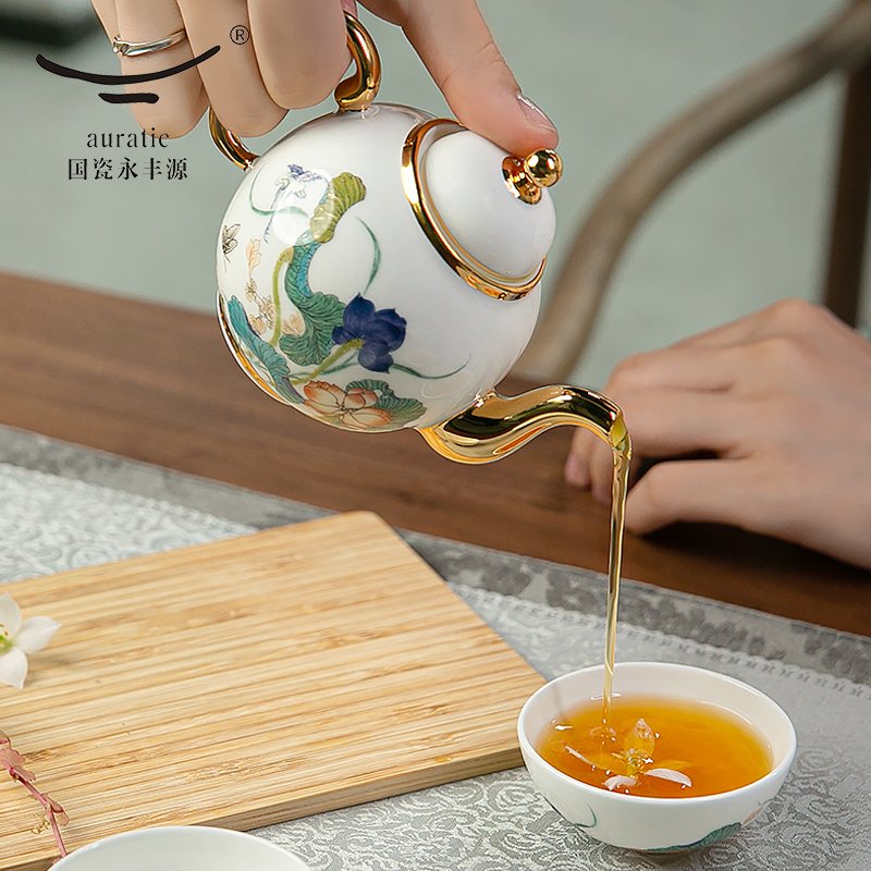 【中国直邮，时效10-15天】Auratic 国瓷永丰源幸福礼-幸福和鸣6头中式茶具